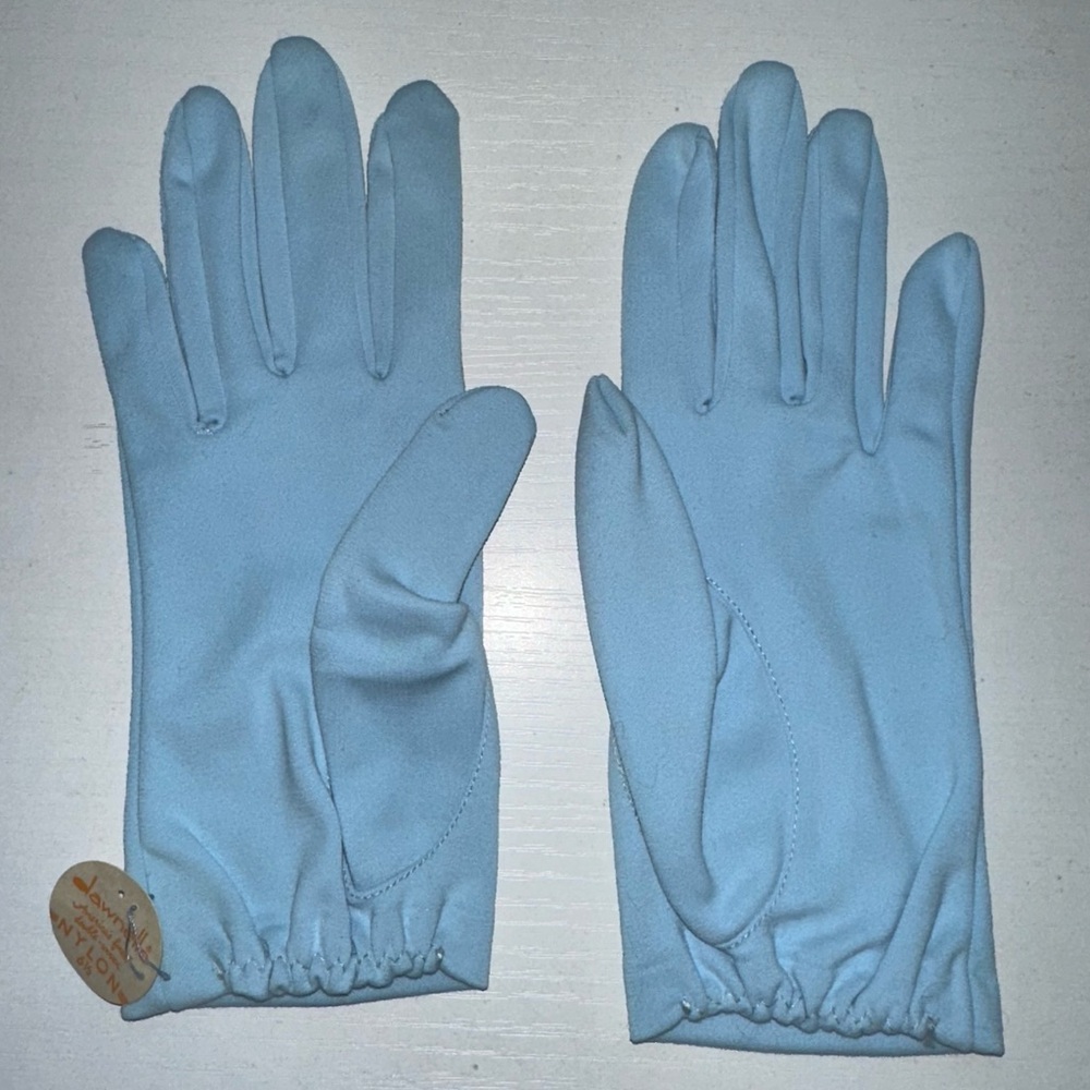 NWT Vtg 50s Light Blue Nylon Gloves - Picture 4 of 4